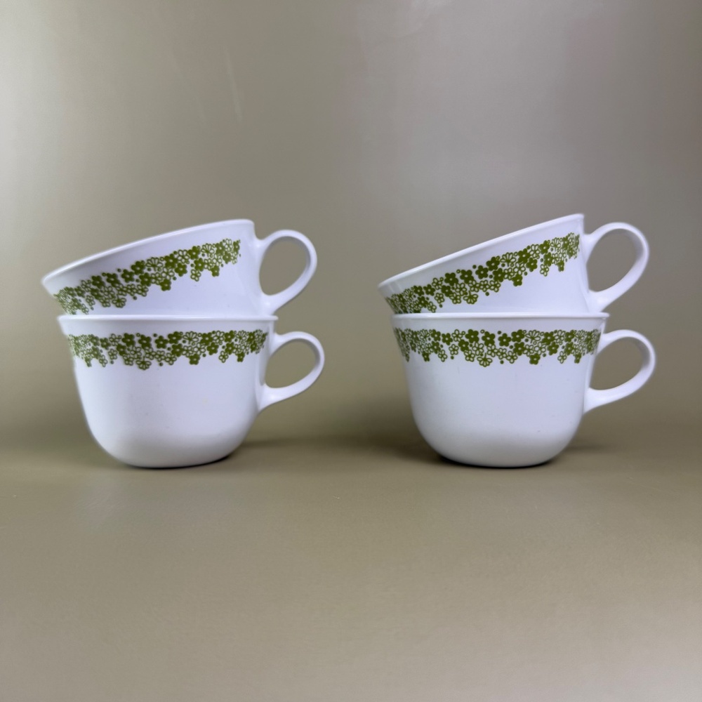 Corelle Spring Blossom Green Coffee Cups | Set of 4 | Made in USA - Picture 6 of 9